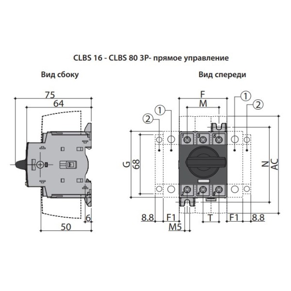 Вимикач навантаження ETI 004661404 CLBS 80 3P 80A "1-0" (без рукоятки) - фото №1
