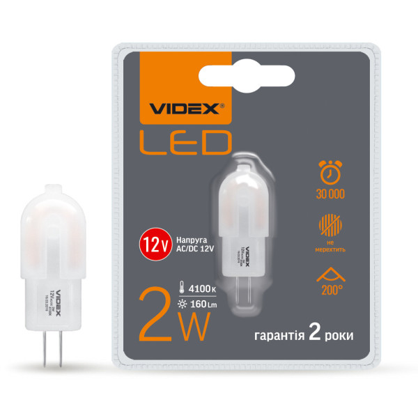 Светодиодная лампа Videx G4C G4 2Вт 12В 4100K (VL-G4C-02124) - фото №1