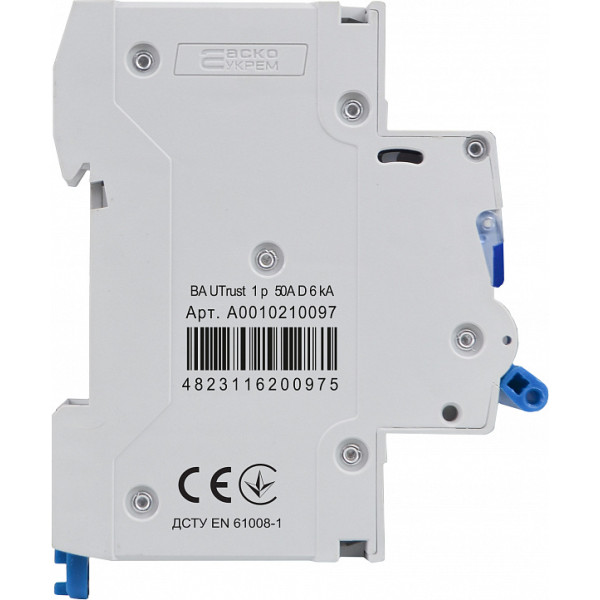 Автоматический выключатель Аско-Укрем UTrust 1р 50А D 6kА (A0010210097) - фото №2