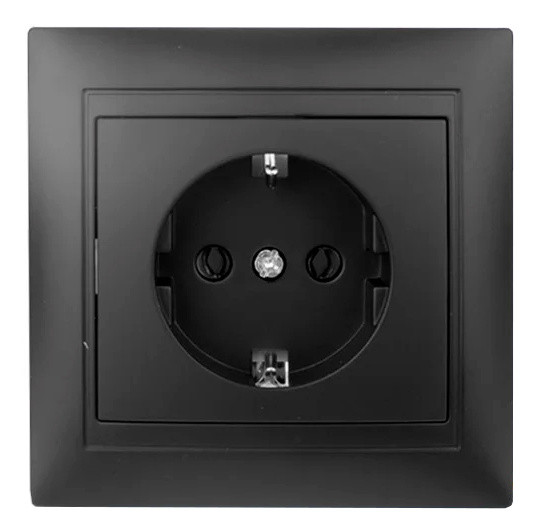 Розетка Elcor Emily 9215 (211649) із заземленням (чорна)