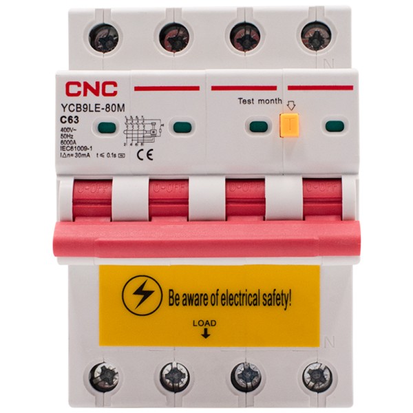 Диференційний вимикач CNC YCB9LE-80M C63А 3Р+N 6кА 30мА (Б00044027) - фото №1