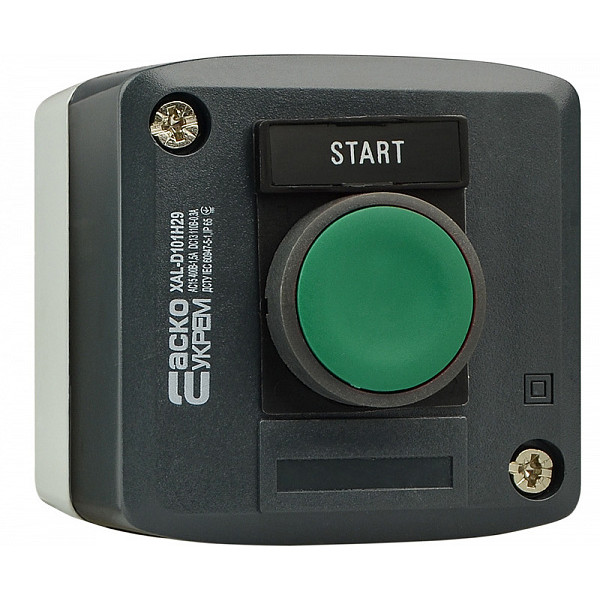 Одноместный пост управления Аско-Укрем XAL-D101H29 с кнопкой «Старт» (A0140020050) - фото №1