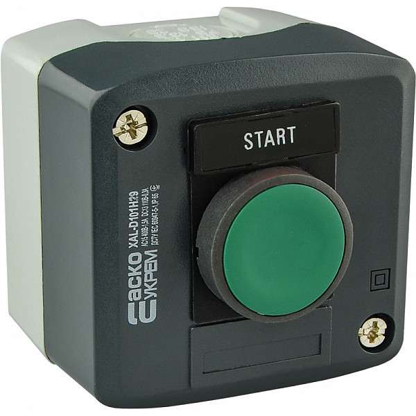 Одноместный пост управления Аско-Укрем XAL-D101H29 с кнопкой «Старт» (A0140020050) - фото №2