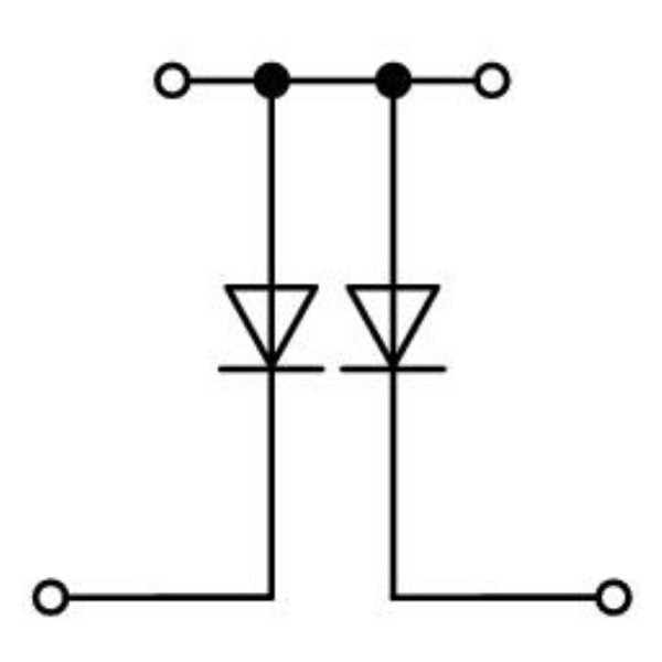 Дворівнева клема Wago 870-541/281-490 з діодом 1N4007 для DIN-рейки (анод зверху) 2,5 мм² (сіра) - фото №1
