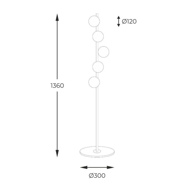 Торшер Zuma Line 5905316607897 Luna G9 5x40W IP20 - фото №1