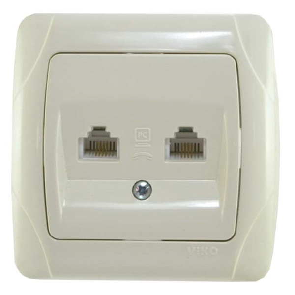 Розетка телефонная двойная (2хRJ11, Cat3) кремовая Carmen