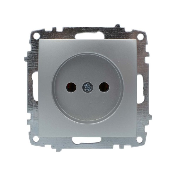 Розетка ELBI ZENA Silverline серый металлик 1-я без заземления без рамки ( 609-011000-215 )