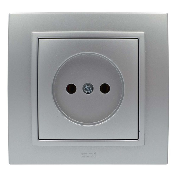 Розетка ELBI ZENA Silverline серый металлик 1-я без заземления без рамки ( 609-011000-215 ) - фото №1
