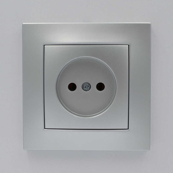 Розетка ELBI ZENA Silverline серый металлик 1-я без заземления без рамки ( 609-011000-215 ) - фото №3
