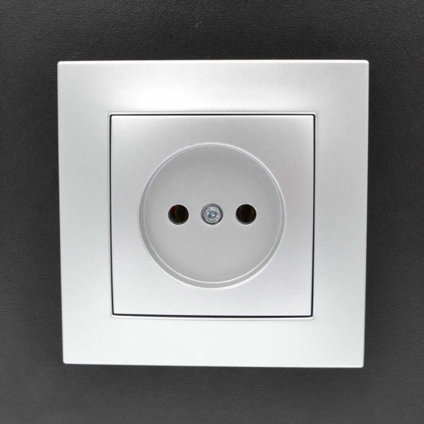 Розетка ELBI ZENA Silverline серый металлик 1-я без заземления без рамки ( 609-011000-215 ) - фото №9