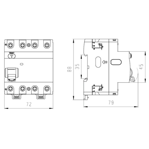 ПЗВ NOARK Ex9L-N 4P 63A 6кА 100мА A (108367) - фото №1