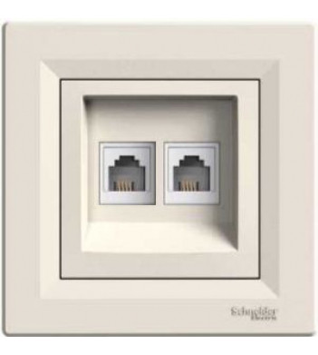 Розетка компьютерная RJ45 кат.6 UTP двойная кремовая Asfora, EPH4800123