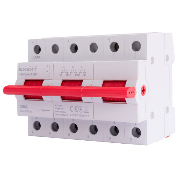 Вимикач навантаженння E.Next e.is3.pro.3.125 на три положення 3р 125А (p008031)