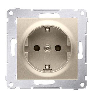 Одинарная электрическая розетка Kontakt Simon Simon 54 Premium DGSZ1Z.01/44 с заземлением Schuko со шторками (золото)