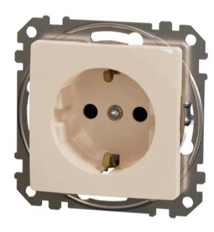 Розетка Schneider Electric Sedna Design & Elements с заземлением и шторками бежевая SDD112022 - фото №4