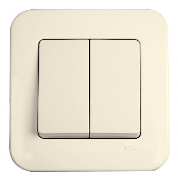 Вимикач 2-клавішний кремовий VIKO Rollina