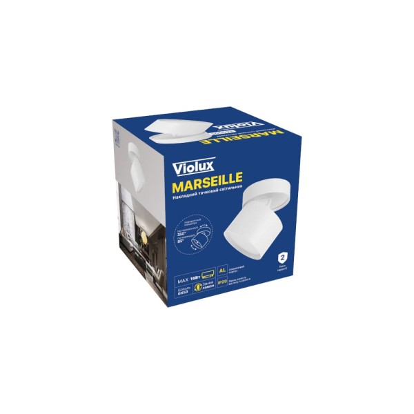 Cветильник точечный накладной MARSEILLE GX53 IP20 круг белый Violux ( 340005 ) - фото №8