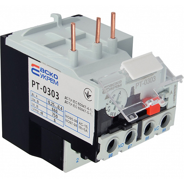 Тепловое реле Аско-Укрем PT-0303 0,25-0,40А JR28-25K 0303 (A0040060050) - фото №1