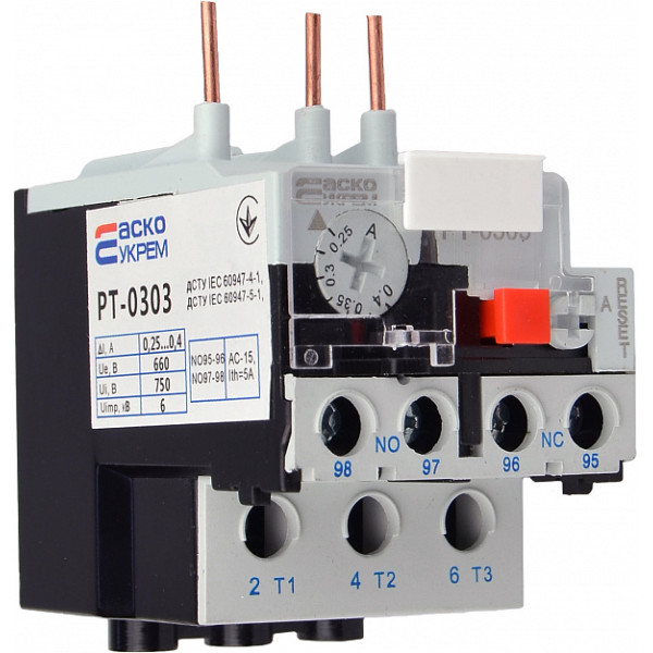 Тепловое реле Аско-Укрем PT-0303 0,25-0,40А JR28-25K 0303 (A0040060050) - фото №2