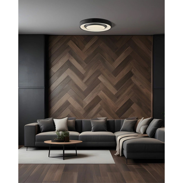 Люстра с пультом светодиодная, потолочный светильник Goldlux 326706 Zygmunt 50 Led 1x72W 3000K-6000K 8000Lm IP44 Bk - фото №1