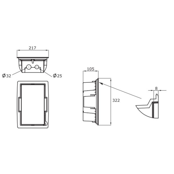 Напольный лючок DKC 01367 ANTISC 8М NEST-8 с рельефной крышкой - фото №4