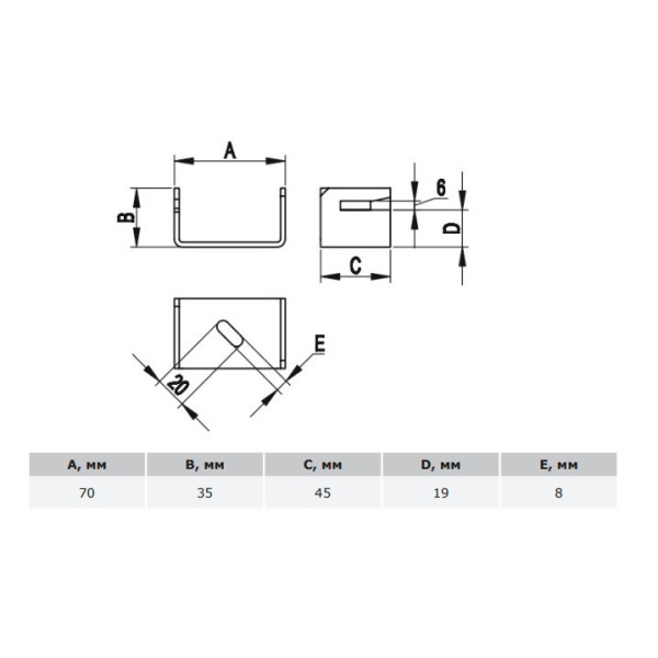 Скоба-держатель полосы DKC ND2310ZC до 50х4мм из оцинкованной стали - фото №1