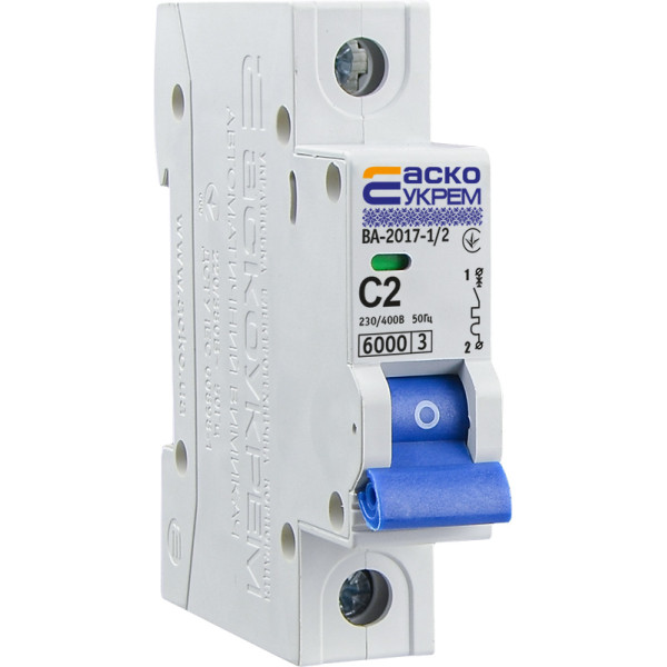 Модульный автоматический выключатель Аско-Укрем ВА-2017/C 1р 2А (A0010170029)