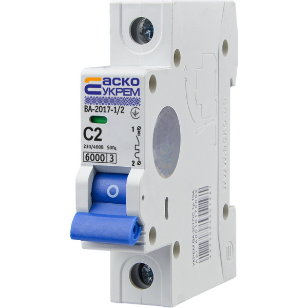 Модульный автоматический выключатель Аско-Укрем ВА-2017/C 1р 2А (A0010170029) - фото №5