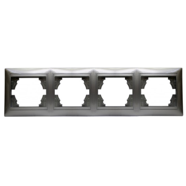 Четырехместная горизонтальная рамка Elcor Emily 9215 (211563) (серый металлик)