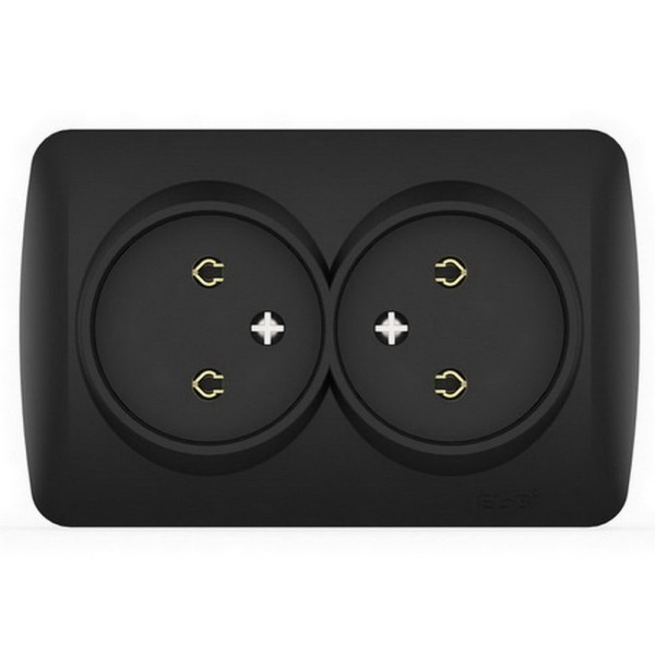 Розетка ALSU черный мат 2-я без заземления ( 504-014800-908 )