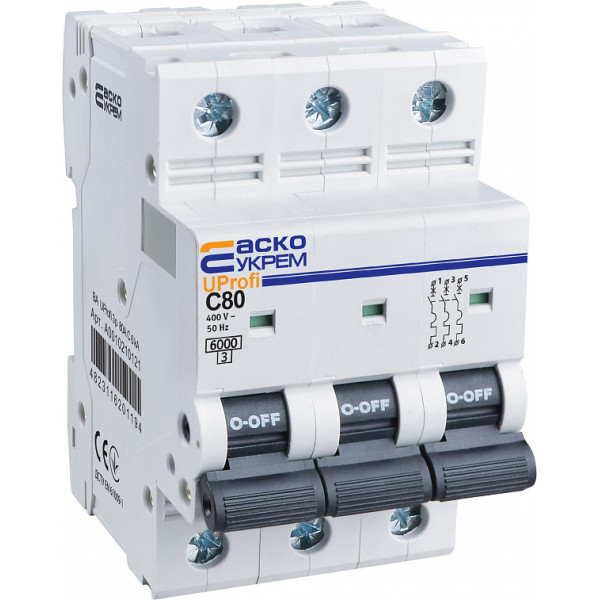 Автоматичний вимикач Аско-Укрем UProfi 3р 80А C 6kА (A0010210121)