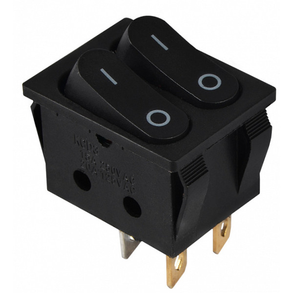 Переключатель Аско-Укрем KCD2-5-2101 B/B (0-I) 2-х клавишный черный (A0140040116)