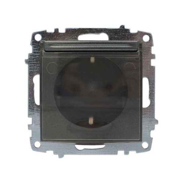 Розетка ELBI ZENA Silverline чорний металік 1-на з заземленням з кришкою без рамки ( 609-011100-218 )