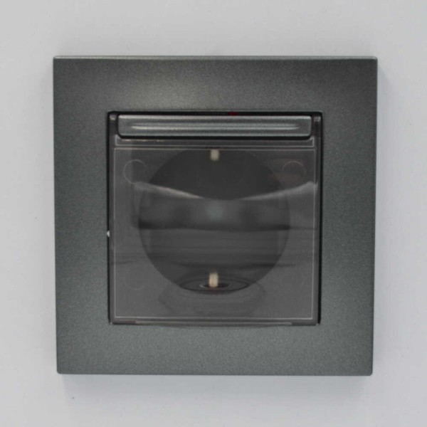 Розетка ELBI ZENA Silverline чорний металік 1-на з заземленням з кришкою без рамки ( 609-011100-218 ) - фото №3