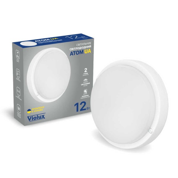 Светильник LED Violux ДББ ATOM UA белый 12W 5000K IP54 картон ( 253351 )