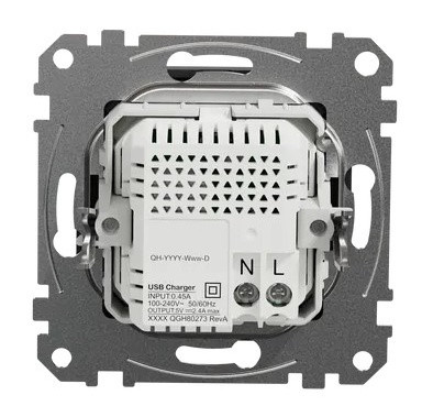 USB-розетка Schneider Electric Sedna Design & Elements A+C 2,4A чорна SDD114402 - фото №3