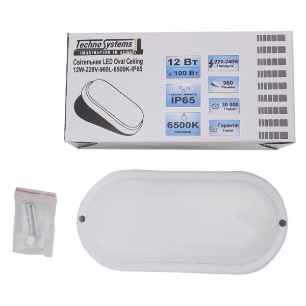 Светильник TNSy LED Oval Ceiling 12W-220V-960L-6500K-IP65 (TNSy5000506) - фото №1