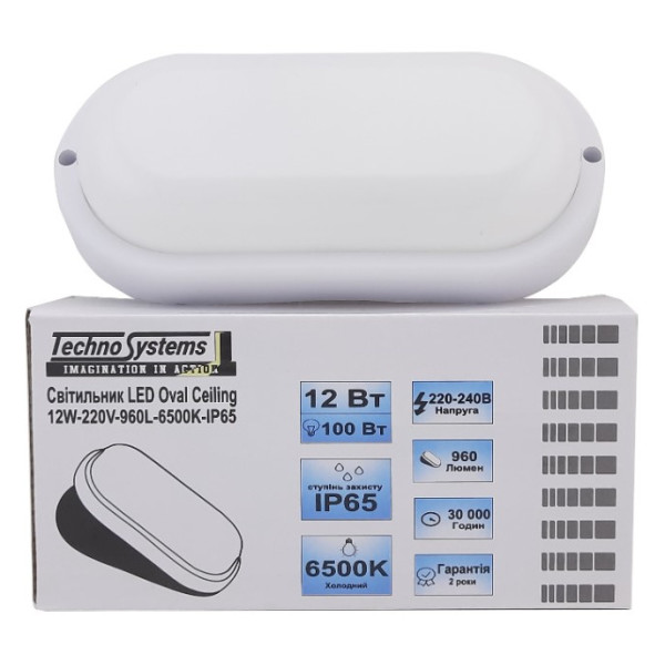 Светильник TNSy LED Oval Ceiling 12W-220V-960L-6500K-IP65 (TNSy5000506) - фото №4