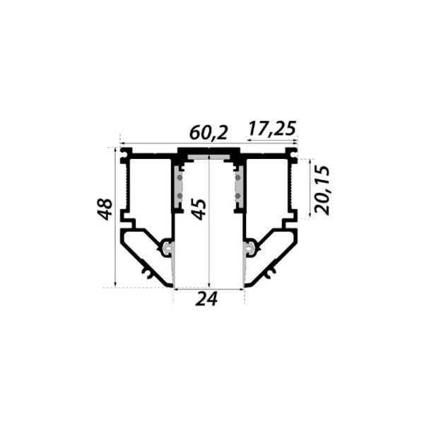 Магнитный трек профиль черный для натяжного потолка под гарпун 3м 70707 - фото №1
