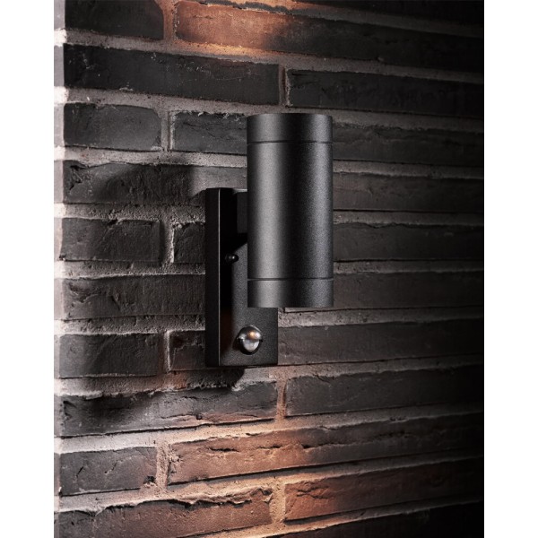 Вуличний світильник з датчиком руху Nordlux 21519103 Tin GU10 2x35W IP54 чорний - фото №1