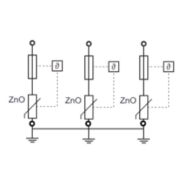 Защитный разрядник Schrack IS010448 UAS класс С 3P 25kA 280В - фото №2