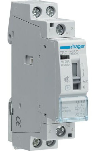 Бесшумный контактор с ручным управлением Hager ERC225S 25A 2НО 230B