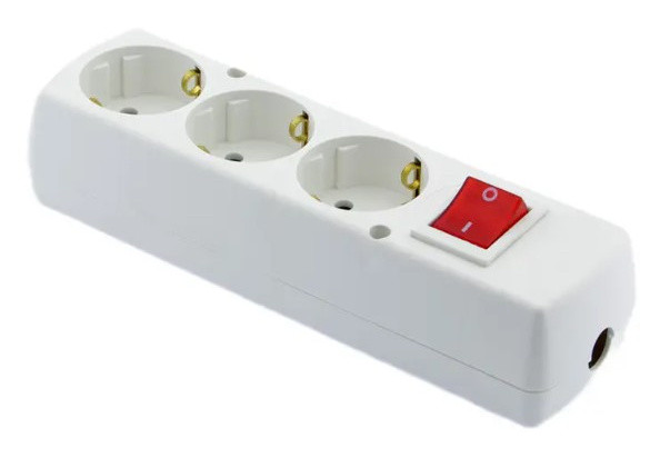 Колодка SEZ GN-370S WS BI на 3 гнезда с заземлением и выключателем