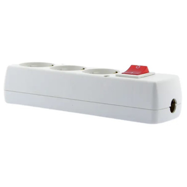 Колодка SEZ GN-370S WS BI на 3 гнезда с заземлением и выключателем - фото №2