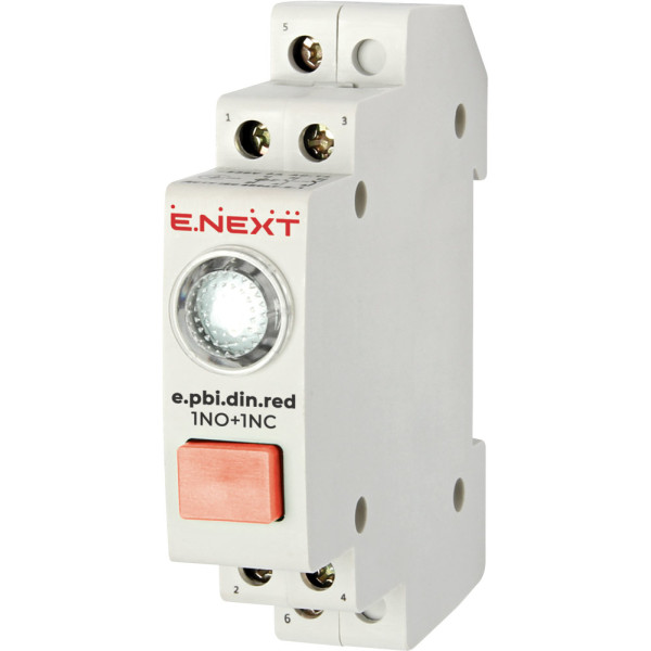 Кнопка з індикатором E.Next e.pbi.din.red на DIN-рейку червона (i0790003)