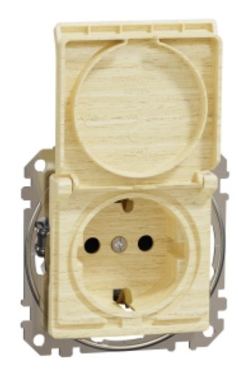 Розетка Schneider Electric Sedna Design & Elementsс заземлением шторками и крышкой береза SDD180024