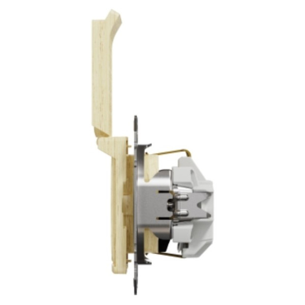 Розетка Schneider Electric Sedna Design & Elementsс заземлением шторками и крышкой береза SDD180024 - фото №3