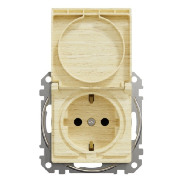 Розетка Schneider Electric Sedna Design & Elementsс заземлением шторками и крышкой береза SDD180024 - фото №4