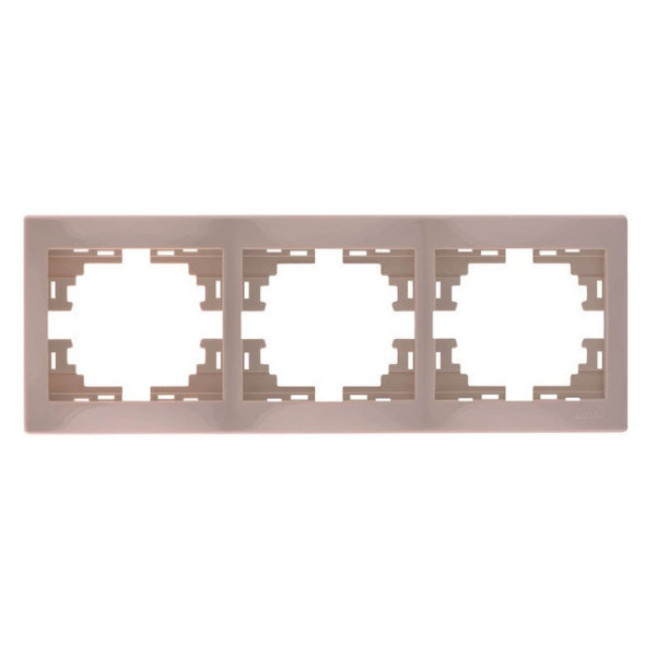 Рамка 3-местная горизонтальная кремовая, Mira, Lezard