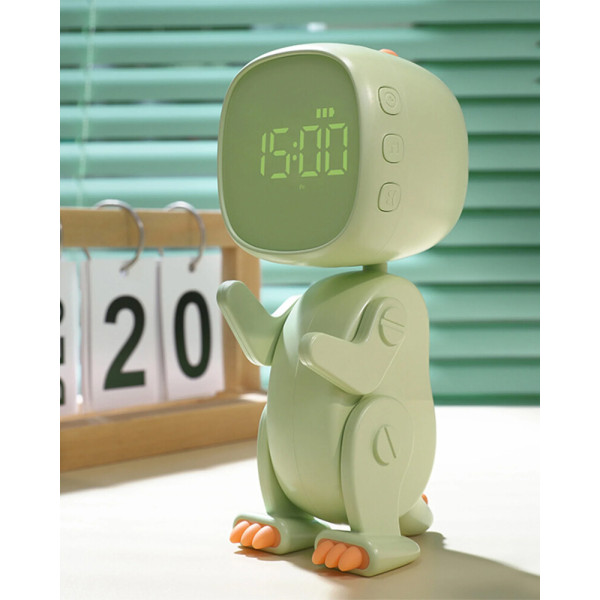 Нічник, настільна лампа із будильником Goldlux 331793 Robot Kacper LED 1x1W 3000K IP20 зелена - фото №1
